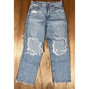 American Eagle Strigid Jeans Size 14 R Highest Rise Baggy Straight Distressed